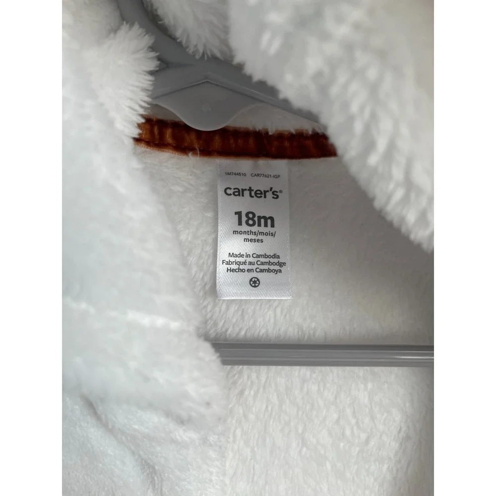 Carter's Soft White Girls Sleeveless Zip Up Hoodie 18M